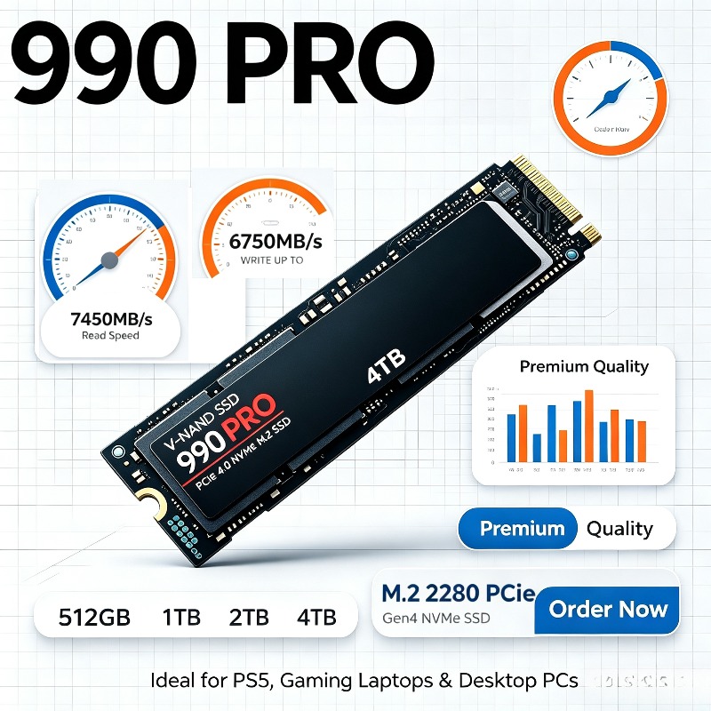990 PRO Genuine SSD – 512GB/1T - Pcie 4.0 4Tb 2280 Ssd 7450Mbps recension och pris